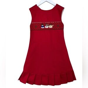 Cupcake Originals Red Smocked Dress with Embroidered Snowmen Girls Size 6
